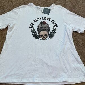 Bella + Canvas White Short Sleeve Tee with Skull Graphic The AntiLove Club